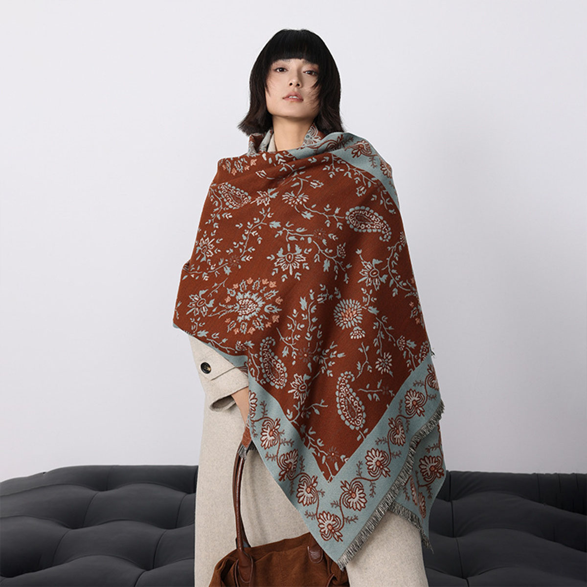 Cashmere Throw Blanket - 럭셔리 겨울 인조 캐시미어 캐슈 여성