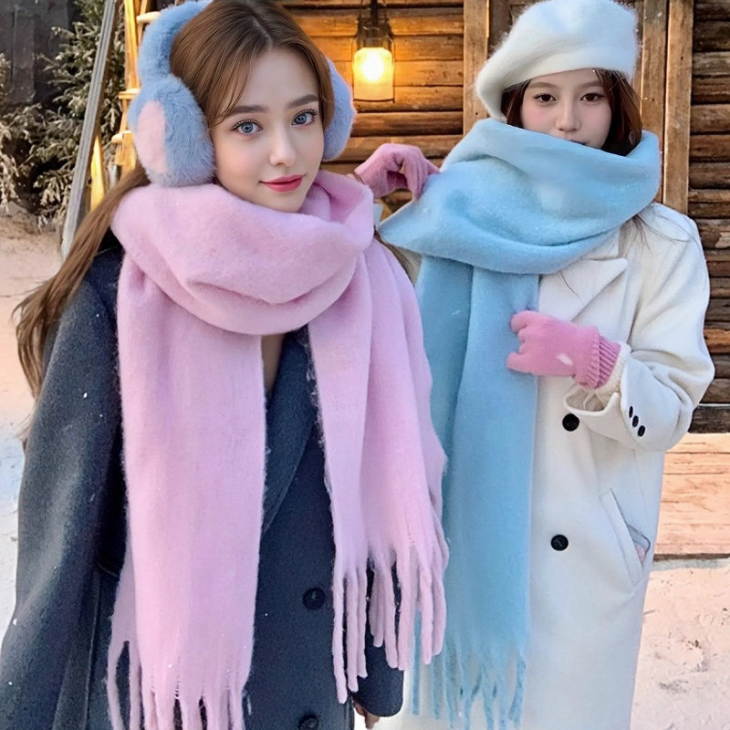 Cashmere Throw Blanket - 여성용 겨울 스카프 캐시미어 따뜻한 솔리드