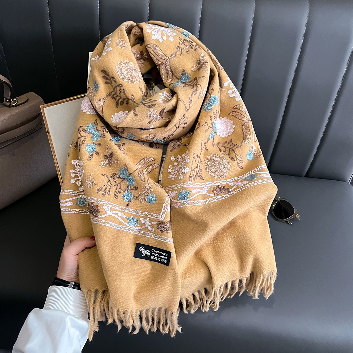 여성을위한 새로운 겨울 따뜻한 캐시미어 스카프 자수 P - Cashmere Throw Blanket 리뷰 및 가격