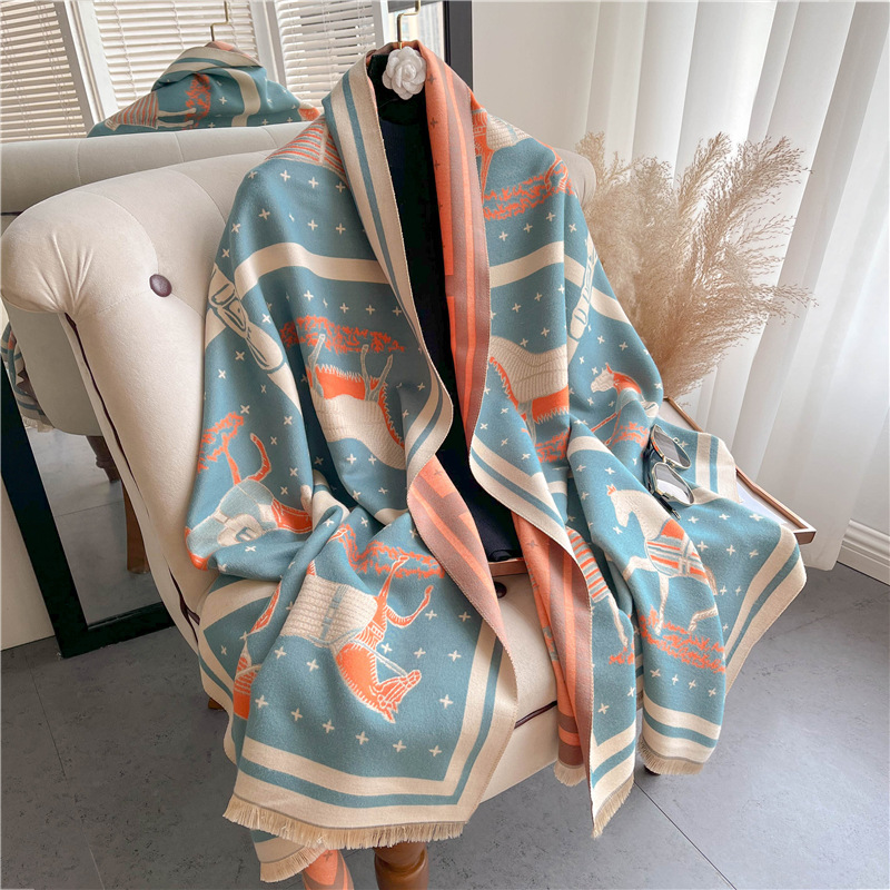 럭셔리 말 인쇄 두꺼운 캐시미어 담요 여성 스카프 따뜻 - Cashmere Throw Blanket 리뷰 및 가격