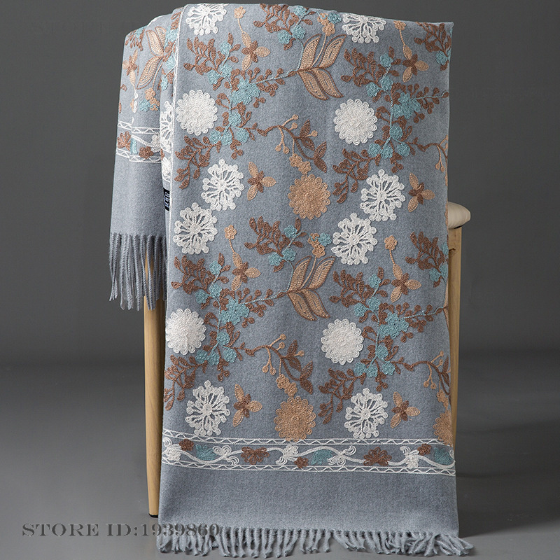 여성용 캐시미어 파시미나 스카프 랩 자수 꽃무늬 롱 숄 - Cashmere Throw Blanket 리뷰 및 가격