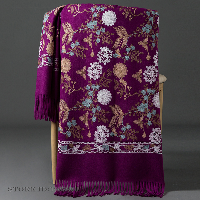 여성용 캐시미어 파시미나 스카프 랩 자수 꽃무늬 롱 숄 - Cashmere Throw Blanket 리뷰 및 가격